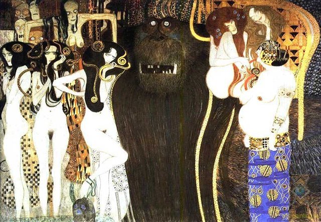 The Beethoven Frieze: The Hostile Powers. Left part, detail Gustav Klimt Date: 1902